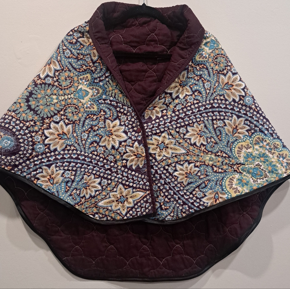 Upcycled Floral Quilted Cape Shawl